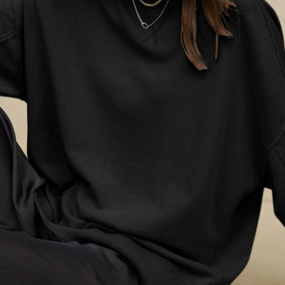 Side Slit Round Neck Long Sleeve Sweatshirt-Krush Kandy, Women's Online Fashion Boutique Located in Phoenix, Arizona (Scottsdale Area)