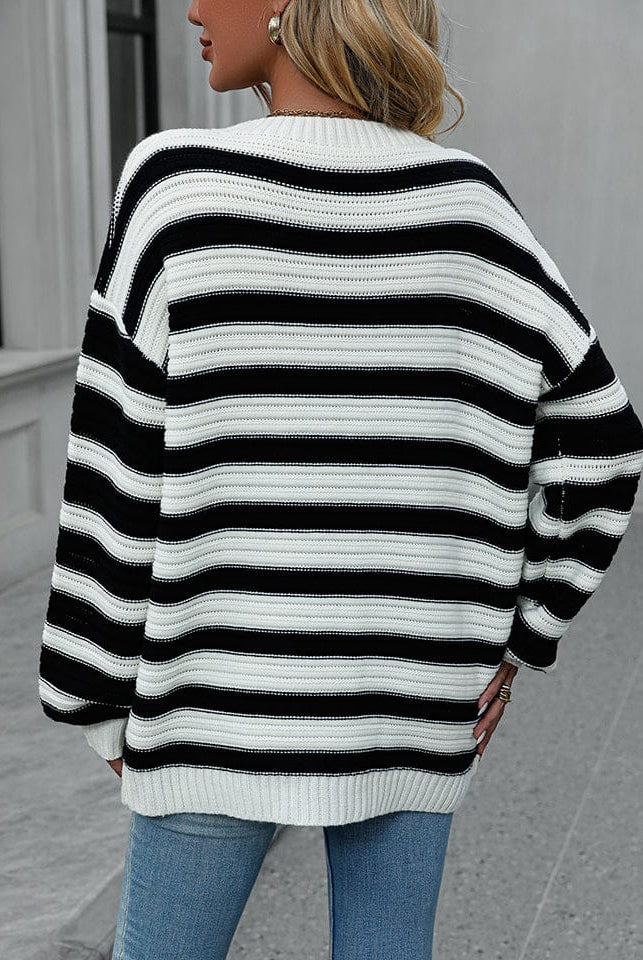 Striped Dropped Shoulder Sweater-Sweaters-Krush Kandy, Women's Online Fashion Boutique Located in Phoenix, Arizona (Scottsdale Area)