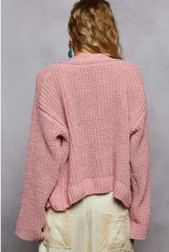 POL Long Sleeve Exaggerated Button Sweater Cardigan-Cardigans-Krush Kandy, Women's Online Fashion Boutique Located in Phoenix, Arizona (Scottsdale Area)