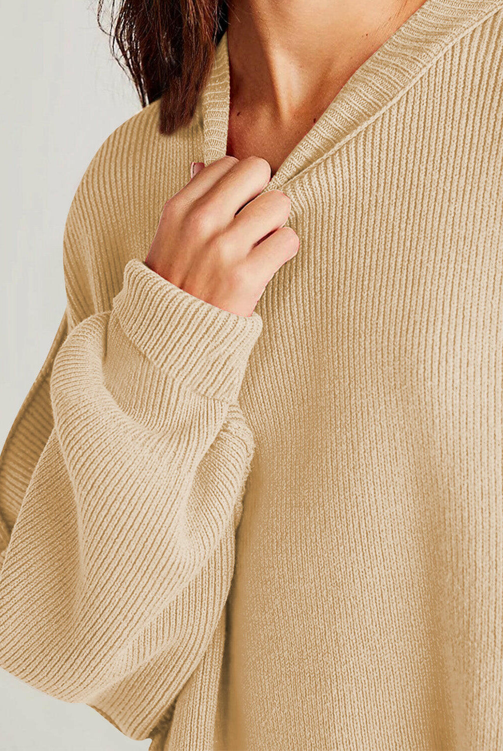 Double Take Side Slit Round Neck Long Sleeve Sweater-Sweaters-Krush Kandy, Women's Online Fashion Boutique Located in Phoenix, Arizona (Scottsdale Area)