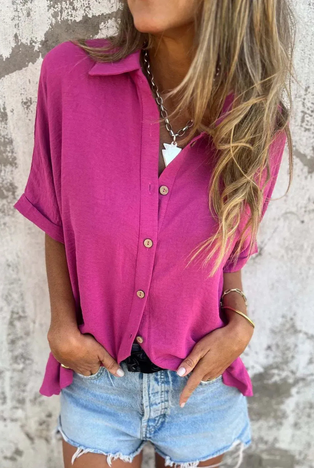 The Everyday Pop Button-Down Shirt-Krush Kandy, Women's Online Fashion Boutique Located in Phoenix, Arizona (Scottsdale Area)