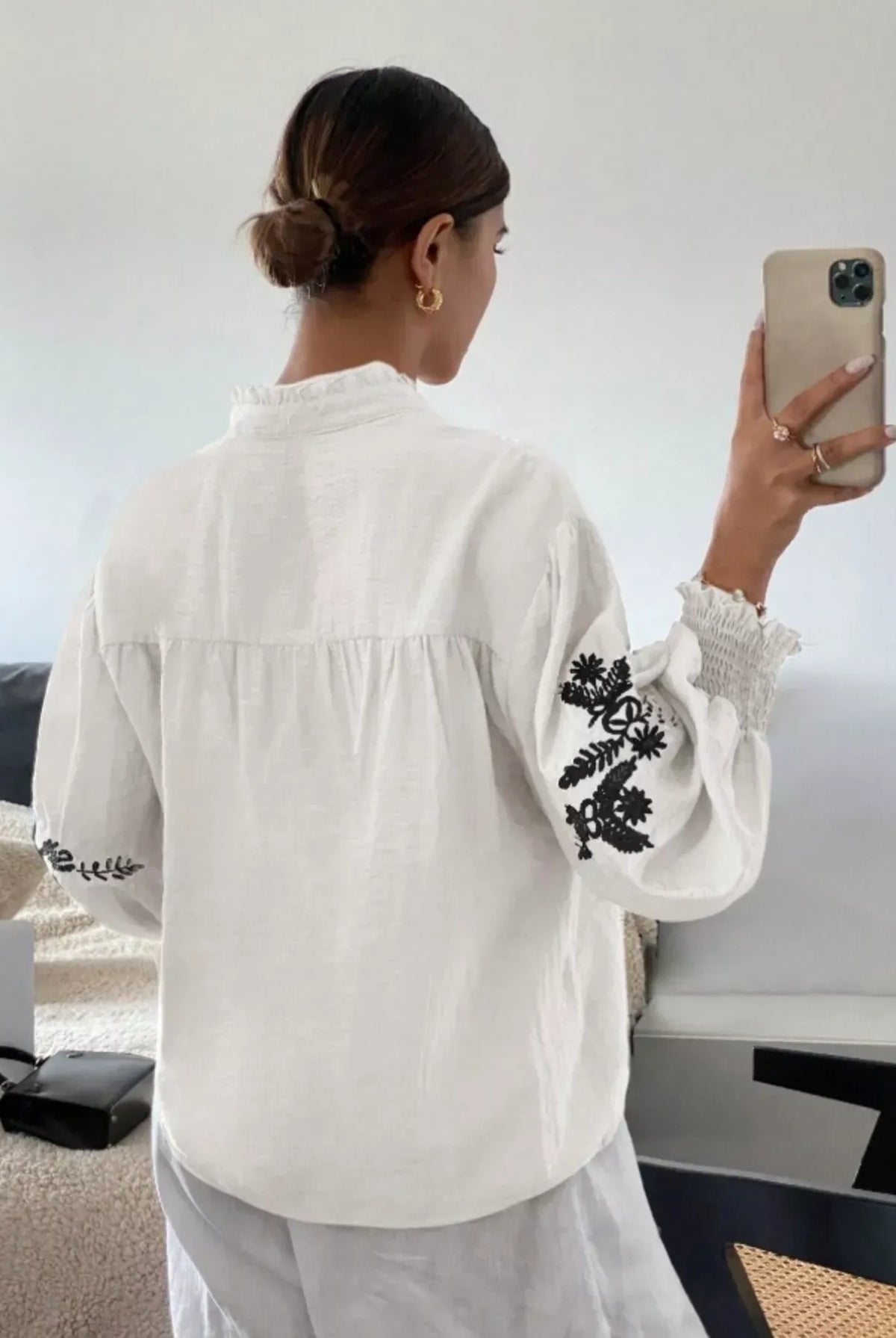 Embroidered Long Sleeve Blouse-Blouses-Krush Kandy, Women's Online Fashion Boutique Located in Phoenix, Arizona (Scottsdale Area)