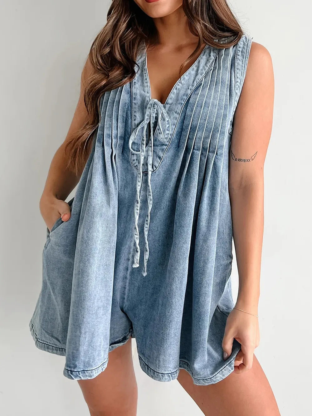 Tied Romper with Pockets-Jumpsuits & Rompers-Krush Kandy, Women's Online Fashion Boutique Located in Phoenix, Arizona (Scottsdale Area)