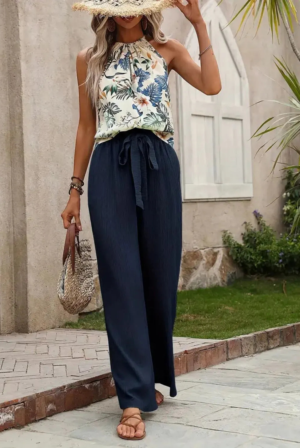 Printed Tank Top and Wide Leg Pants Set-Tops-Krush Kandy, Women's Online Fashion Boutique Located in Phoenix, Arizona (Scottsdale Area)
