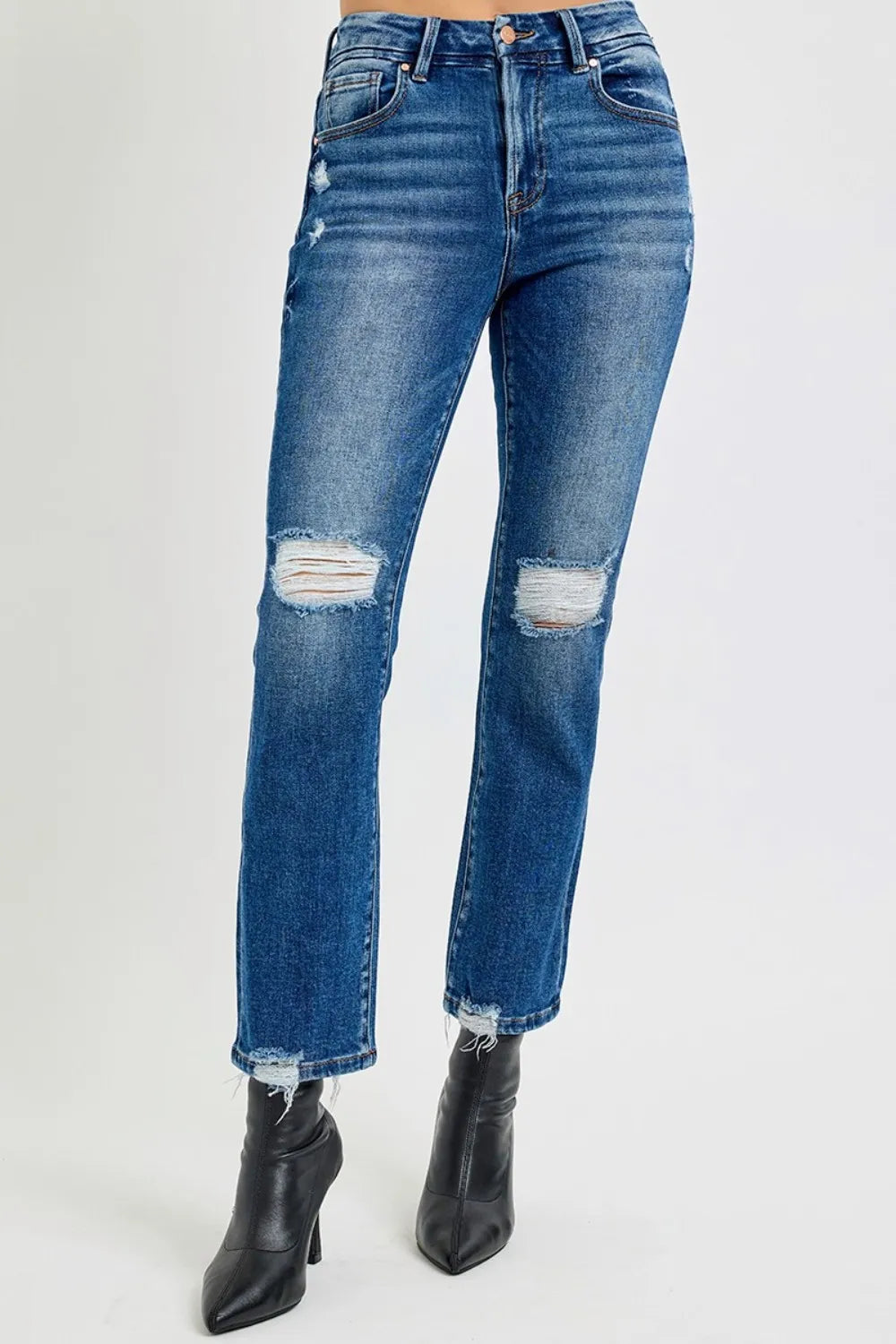 RISEN Full Size High Rise Distressed Crop Straight Jeans-Denim-Krush Kandy, Women's Online Fashion Boutique Located in Phoenix, Arizona (Scottsdale Area)