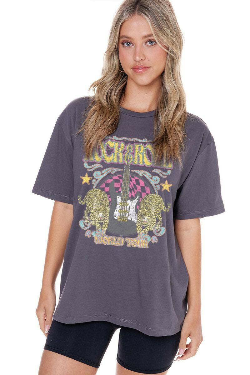Rock N Roll Worldtour Vintage Graphic Top-Graphic Tees-Krush Kandy, Women's Online Fashion Boutique Located in Phoenix, Arizona (Scottsdale Area)