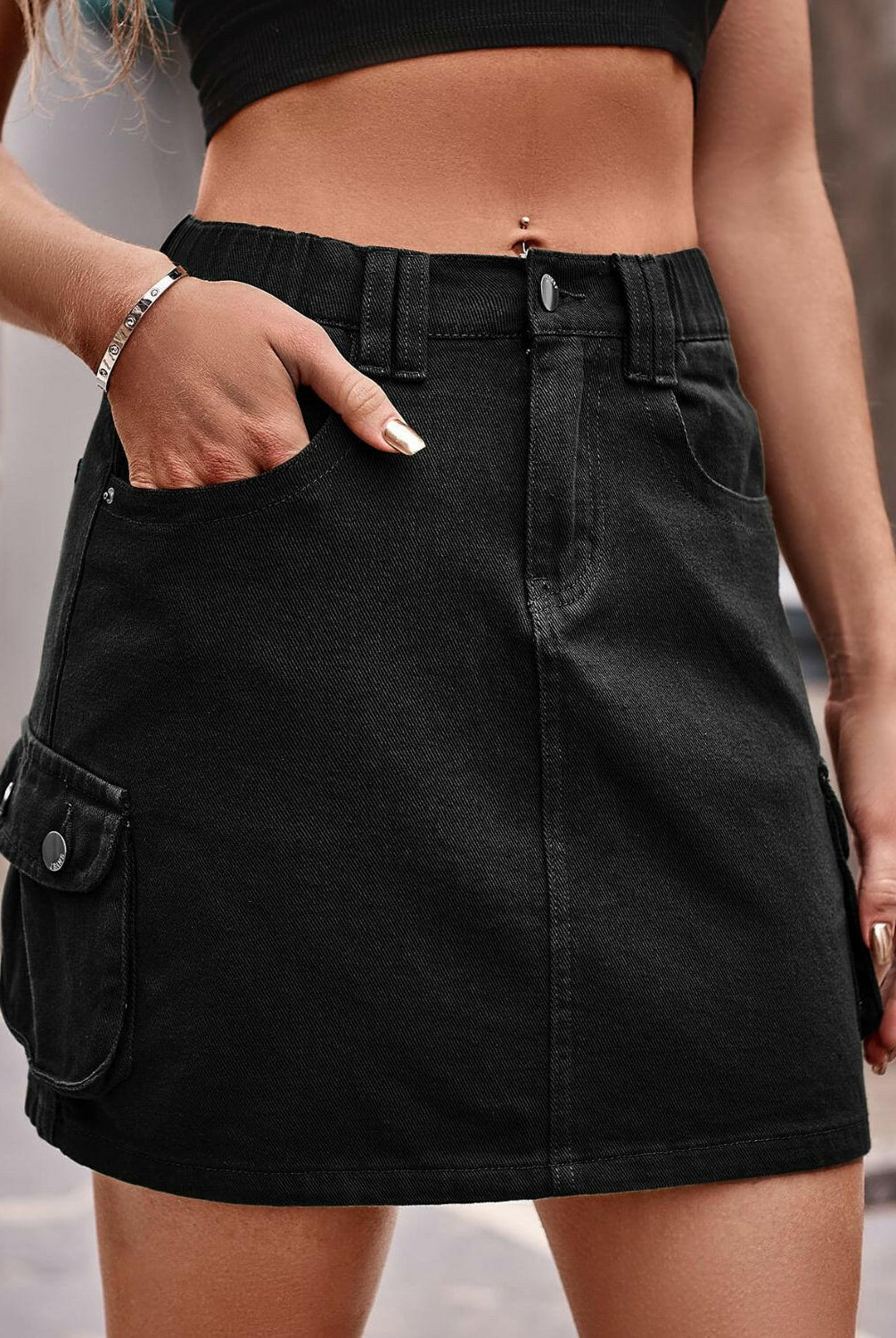 Denim Mini Skirt with Pockets-Krush Kandy, Women's Online Fashion Boutique Located in Phoenix, Arizona (Scottsdale Area)