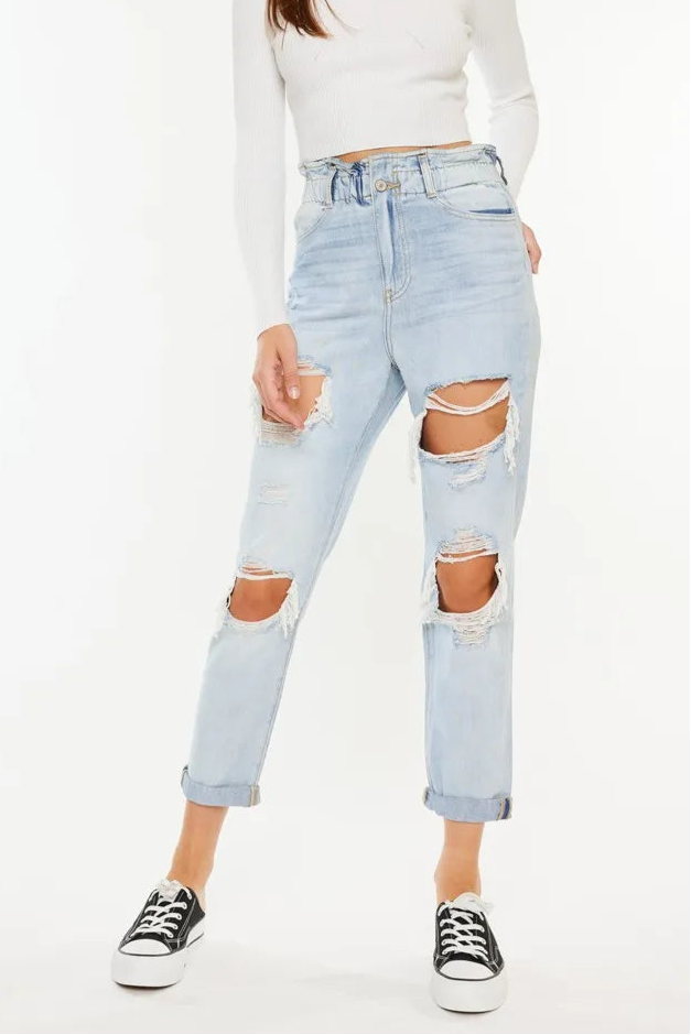 Kancan Open Pack Paperbag Mom Jeans-Denim-Krush Kandy, Women's Online Fashion Boutique Located in Phoenix, Arizona (Scottsdale Area)