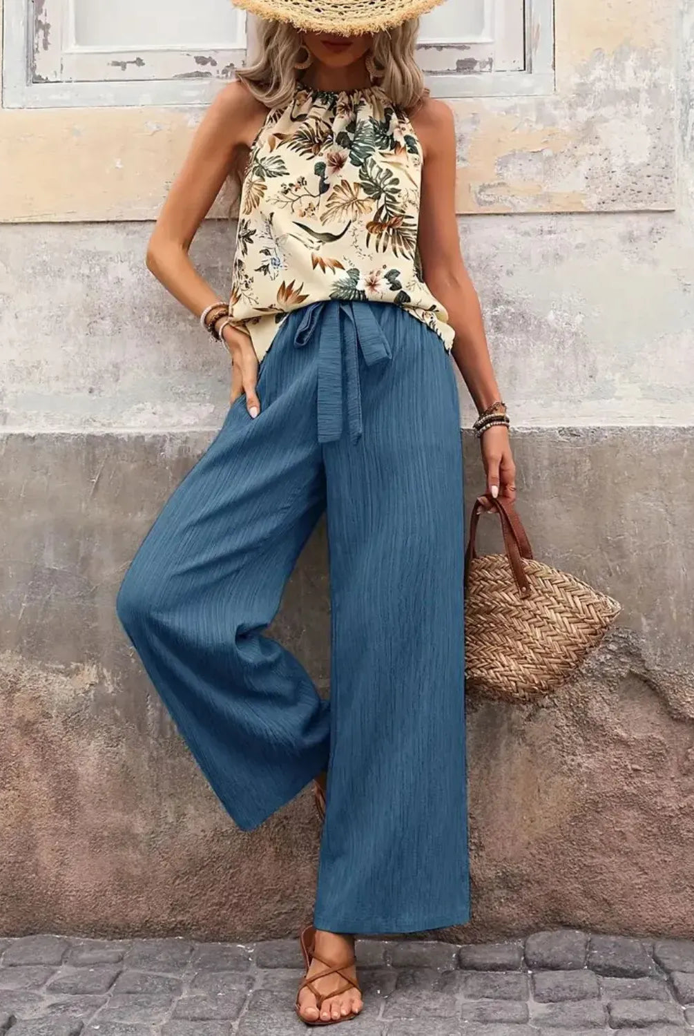 Printed Tank Top and Wide Leg Pants Set-Tops-Krush Kandy, Women's Online Fashion Boutique Located in Phoenix, Arizona (Scottsdale Area)