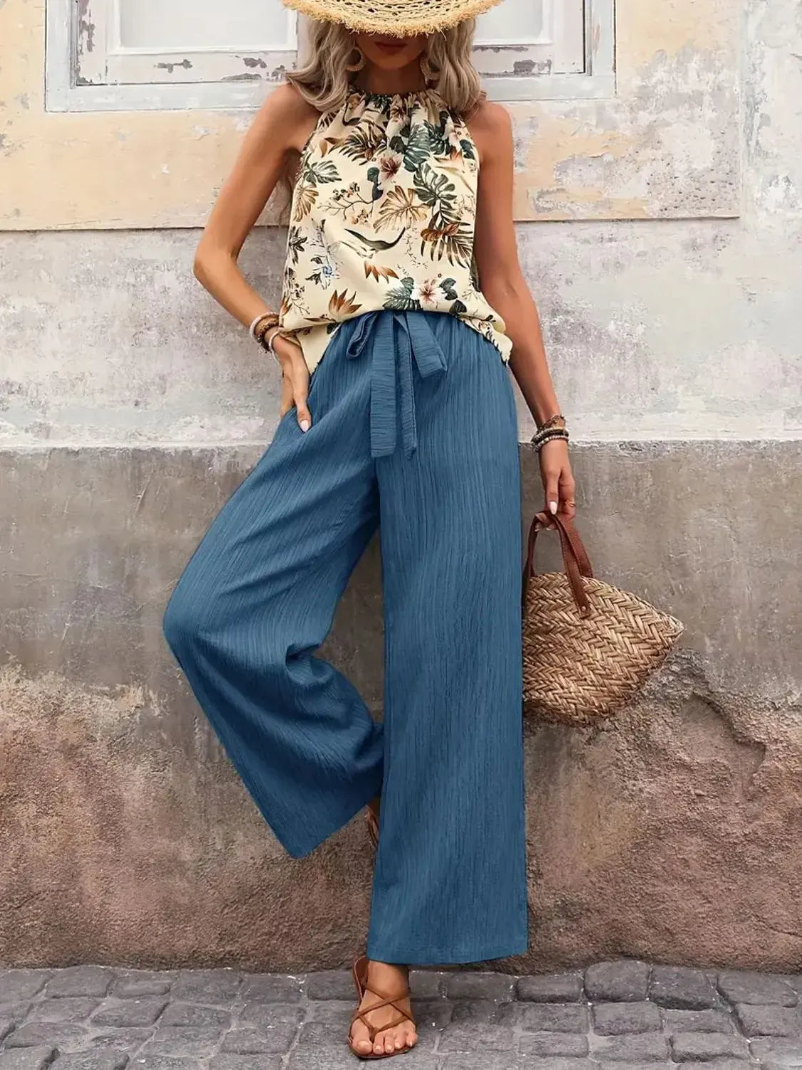 Printed Tank Top and Wide Leg Pants Set-Tops-Krush Kandy, Women's Online Fashion Boutique Located in Phoenix, Arizona (Scottsdale Area)