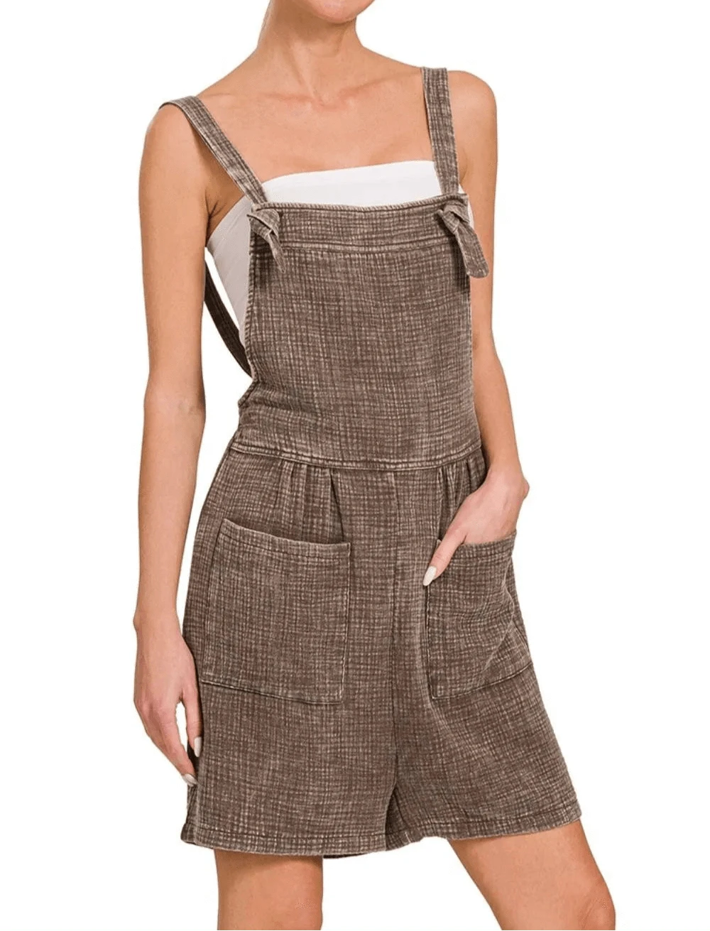 The Driftwood Acid Wash Romper-Jumpsuits & Rompers-Krush Kandy, Women's Online Fashion Boutique Located in Phoenix, Arizona (Scottsdale Area)