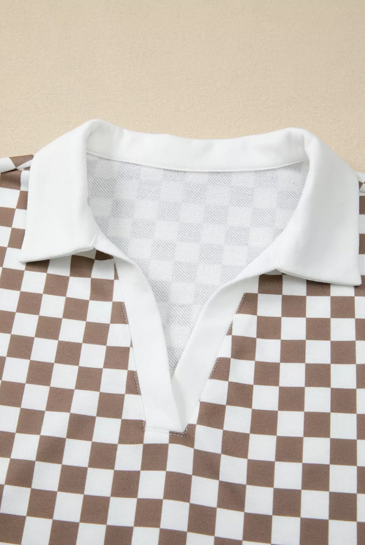 Checkered Print Polo Collar Cropped Long Sleeve Top and Drawstring Mini Skirt Set-2 Piece Outfit Sets-Krush Kandy, Women's Online Fashion Boutique Located in Phoenix, Arizona (Scottsdale Area)