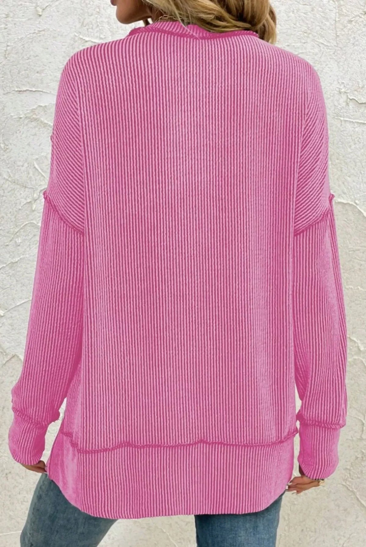 Side Slit Round Neck Dropped Shoulder Sweatshirt-Sweaters-Krush Kandy, Women's Online Fashion Boutique Located in Phoenix, Arizona (Scottsdale Area)