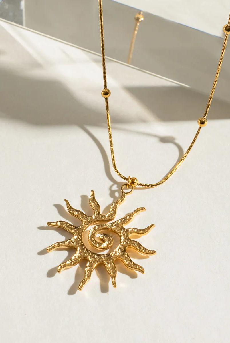 18K Gold-Plated Sun Pendant Necklace-Necklaces-Krush Kandy, Women's Online Fashion Boutique Located in Phoenix, Arizona (Scottsdale Area)