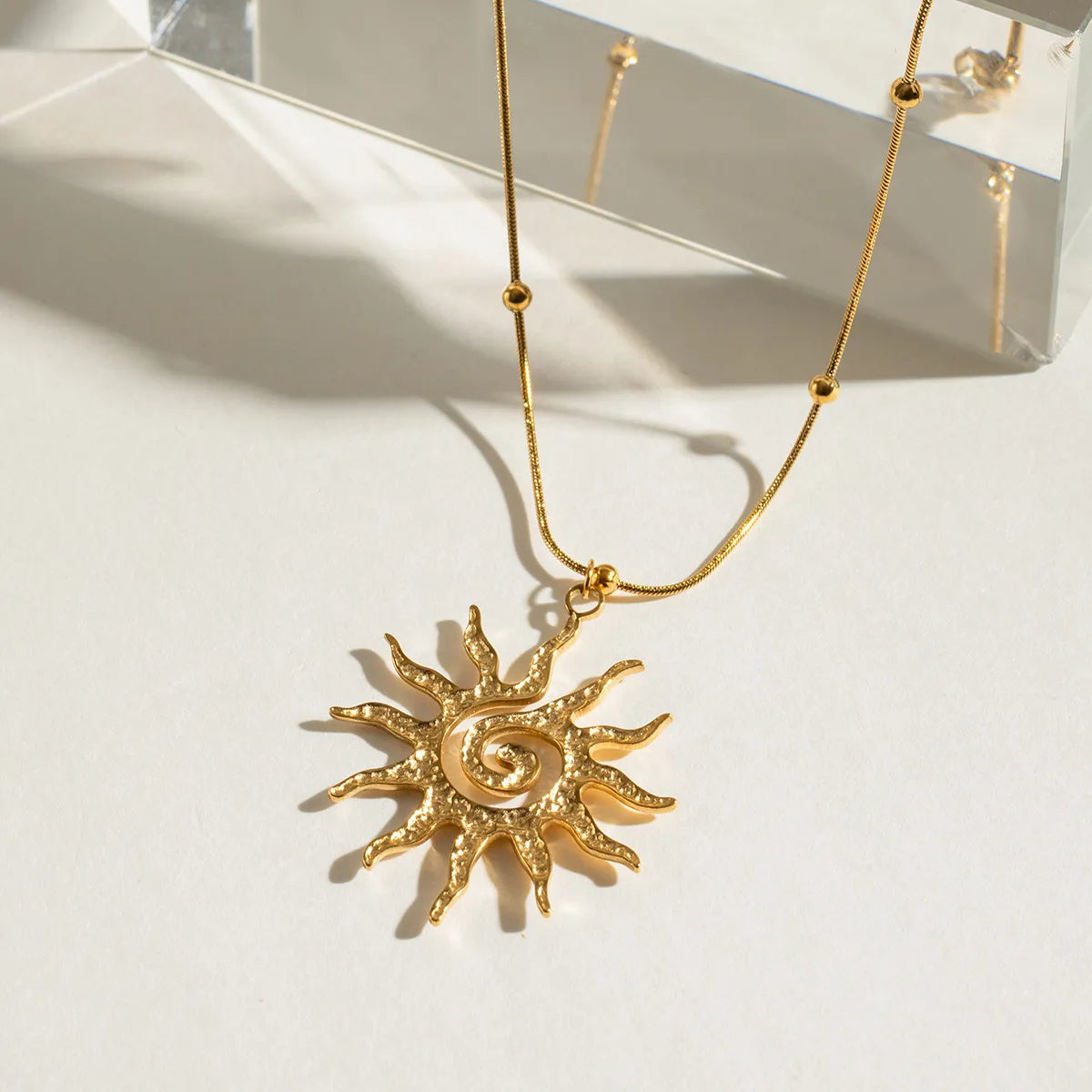 18K Gold-Plated Sun Pendant Necklace-Necklaces-Krush Kandy, Women's Online Fashion Boutique Located in Phoenix, Arizona (Scottsdale Area)