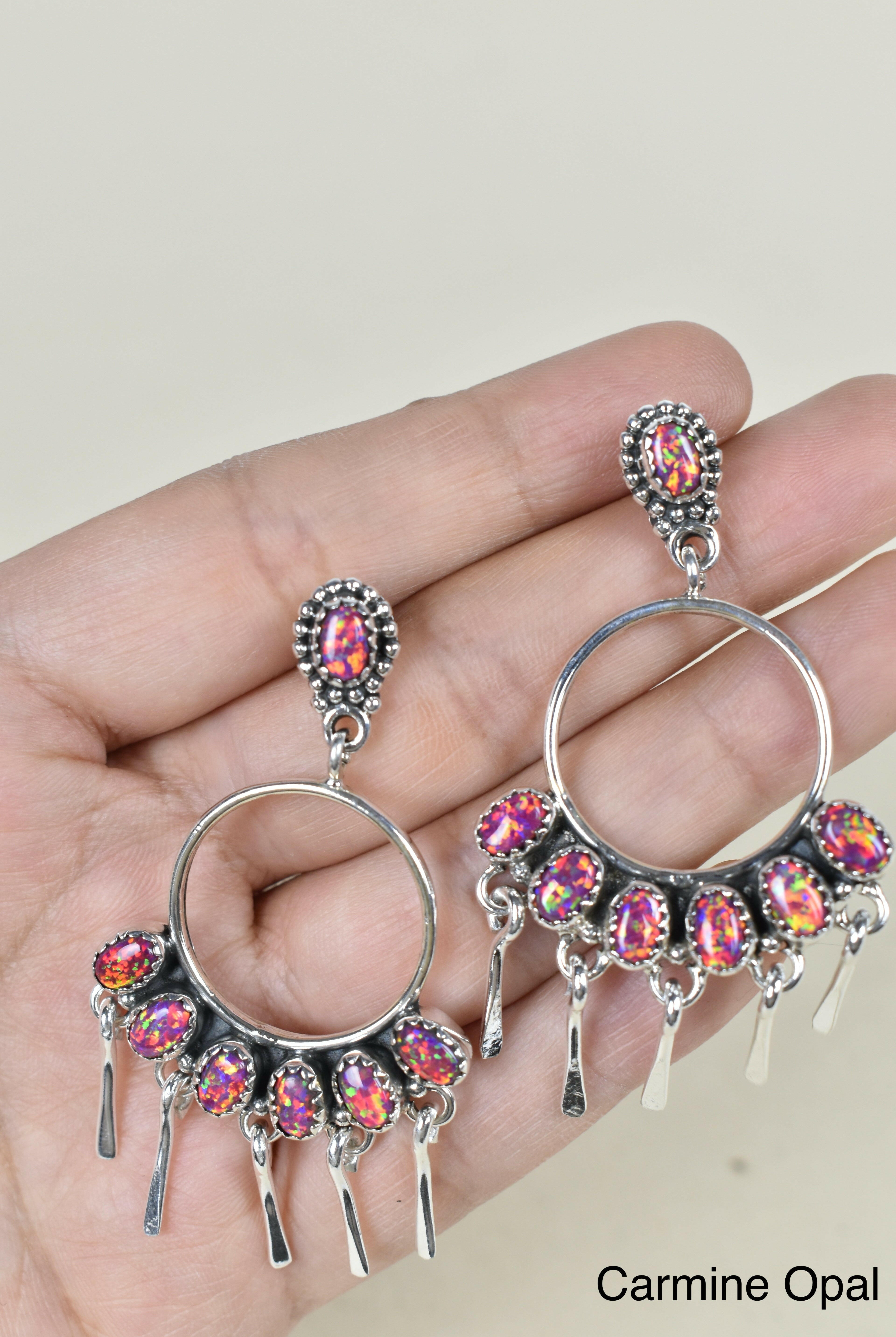 7 Jewel Hoop Studded Dangle Earring-Drop Earrings-Krush Kandy, Women's Online Fashion Boutique Located in Phoenix, Arizona (Scottsdale Area)