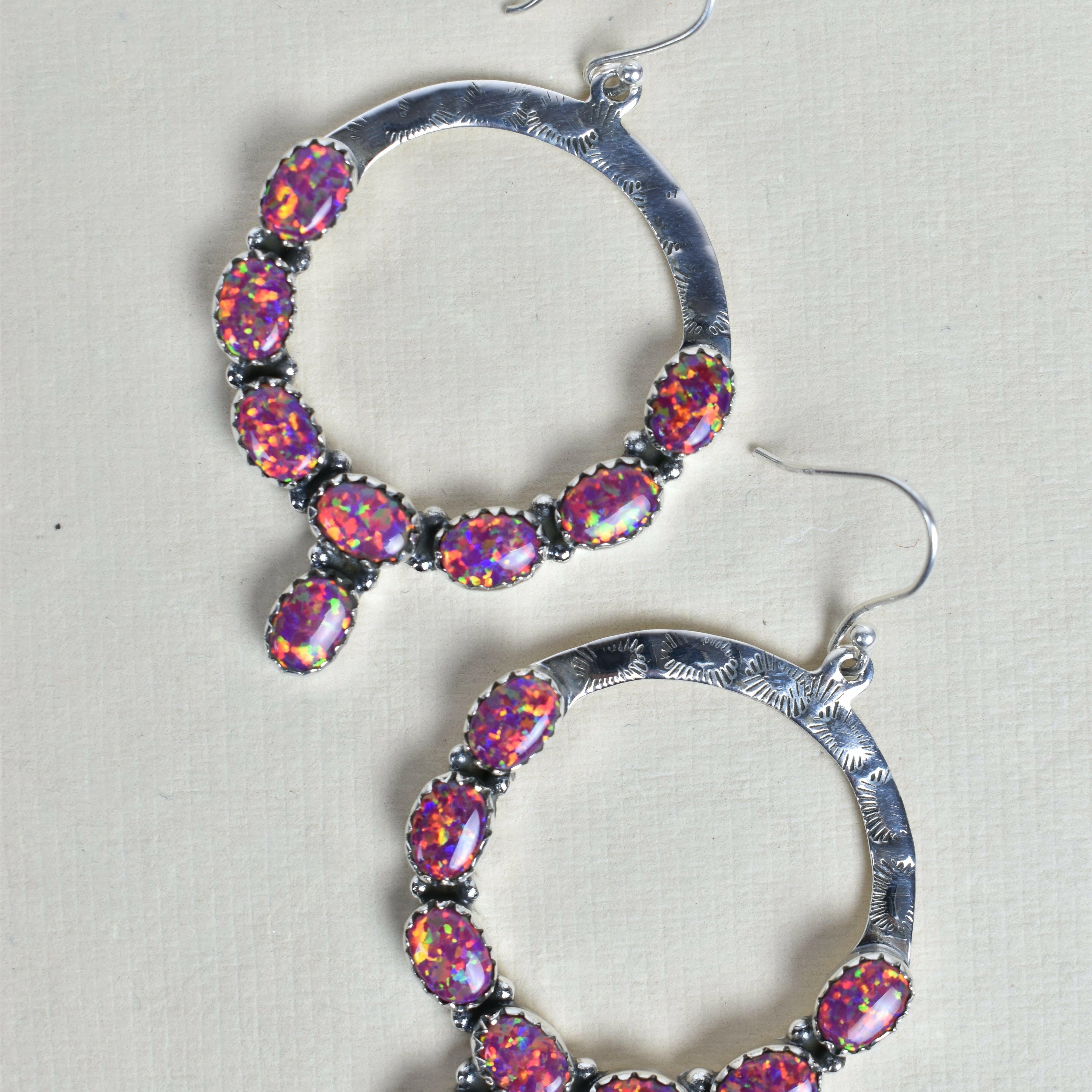 Hammered Hoop & Gemmed Loop Earring-Hoop Earrings-Krush Kandy, Women's Online Fashion Boutique Located in Phoenix, Arizona (Scottsdale Area)