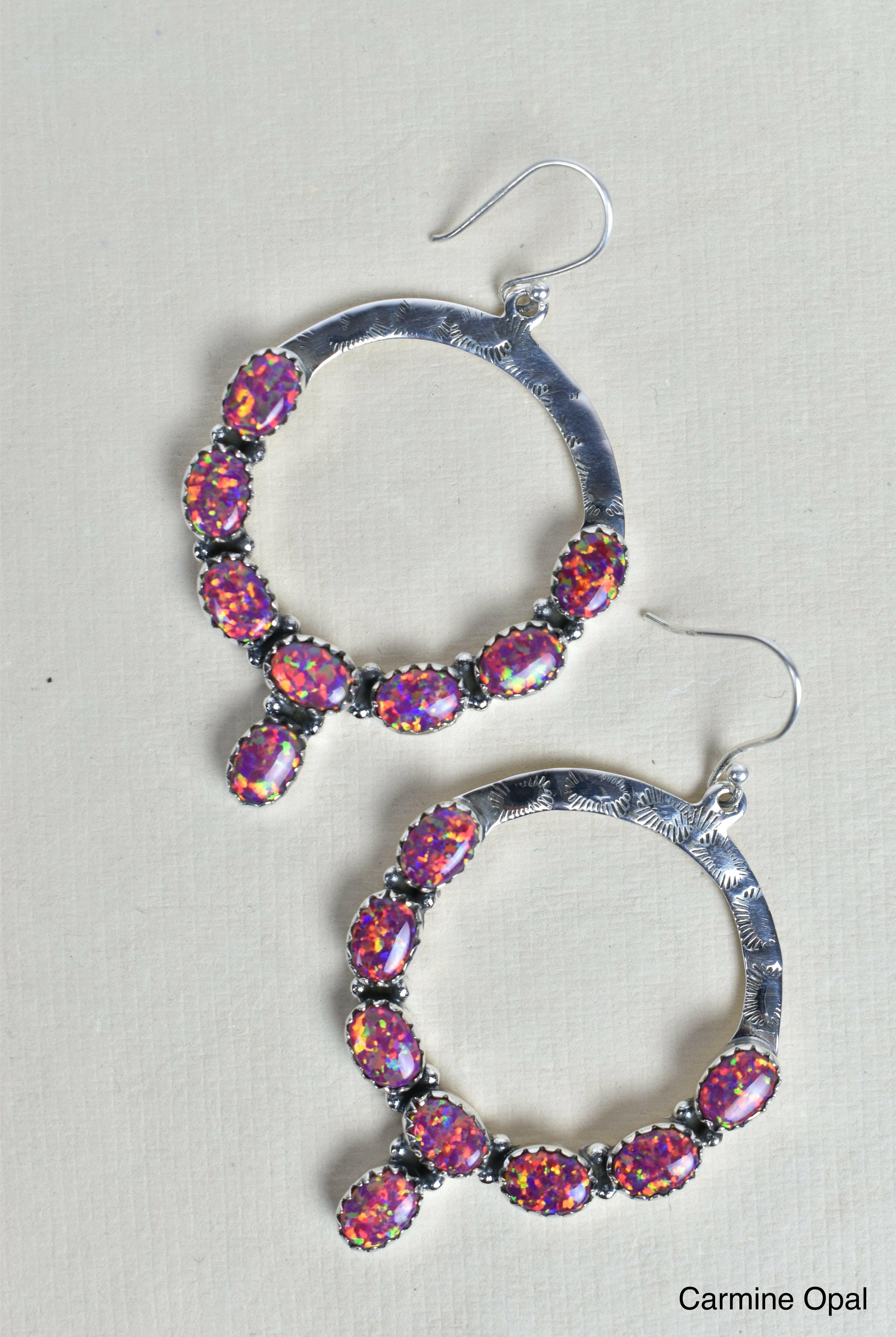 Hammered Hoop & Gemmed Loop Earring-Hoop Earrings-Krush Kandy, Women's Online Fashion Boutique Located in Phoenix, Arizona (Scottsdale Area)