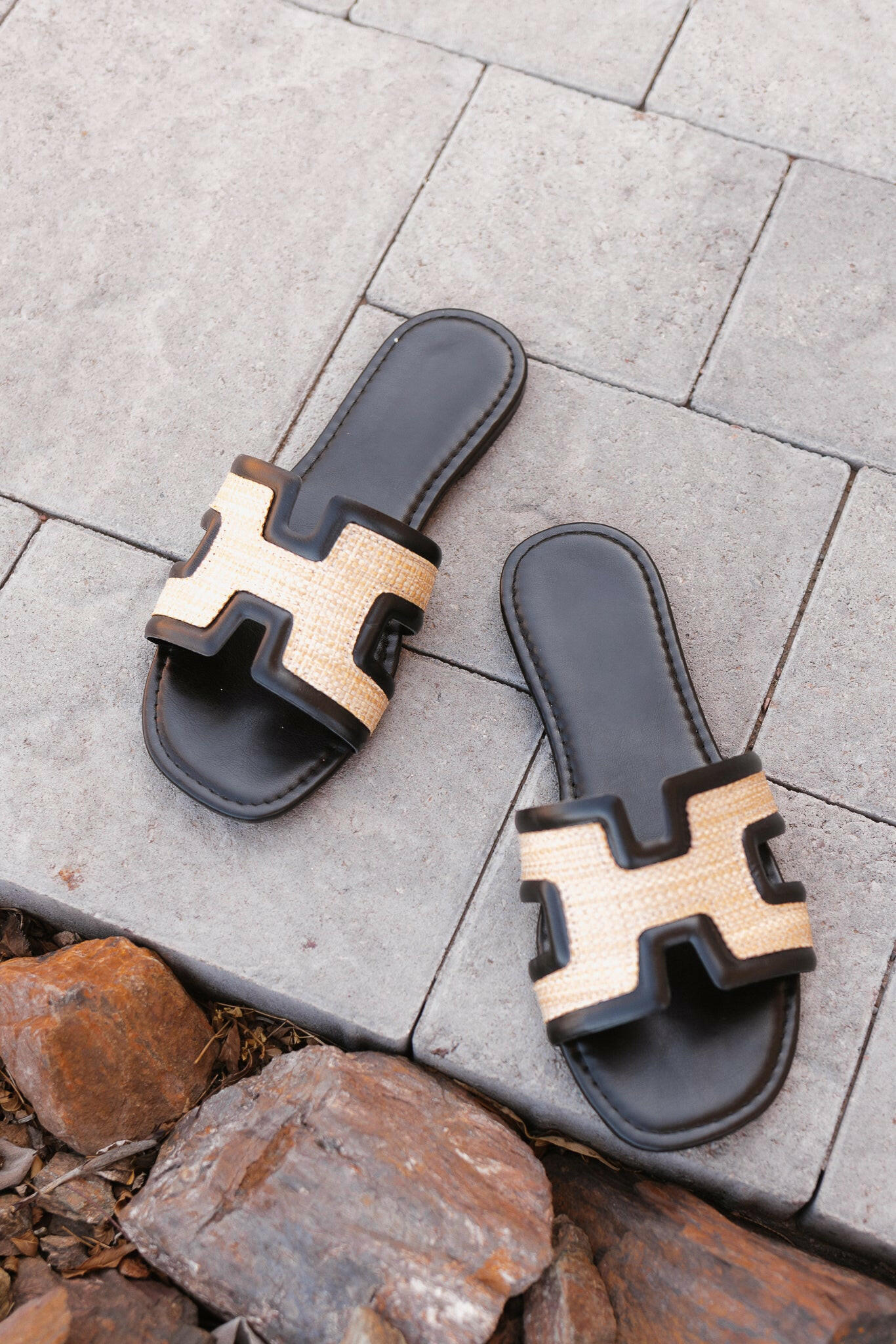 Raffia Layered Cut Out Design Sandals-Sandals-Krush Kandy, Women's Online Fashion Boutique Located in Phoenix, Arizona (Scottsdale Area)