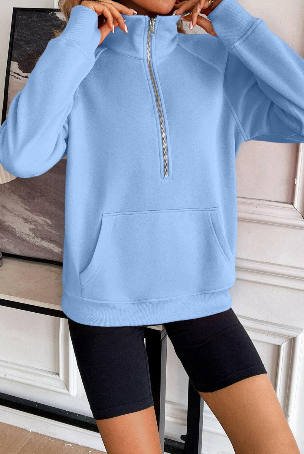 Ivy Lane Half Zip Raglan Sleeve Sweatshirt-Krush Kandy, Women's Online Fashion Boutique Located in Phoenix, Arizona (Scottsdale Area)