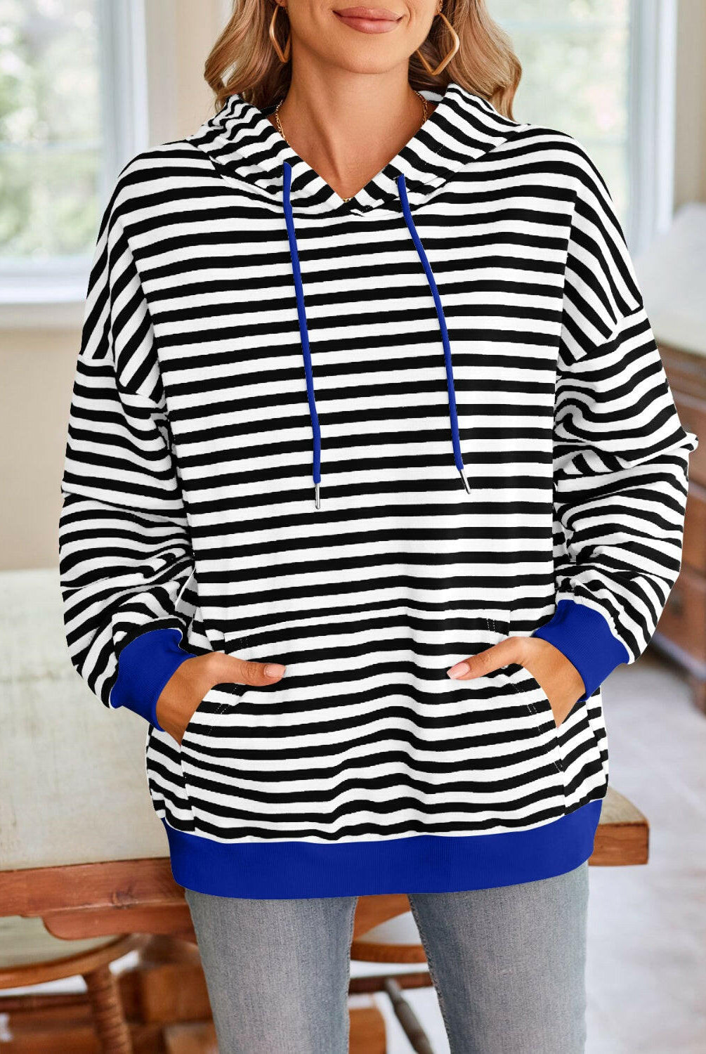 Lovelet Drawstring Striped Long Sleeve Hoodie-Krush Kandy, Women's Online Fashion Boutique Located in Phoenix, Arizona (Scottsdale Area)