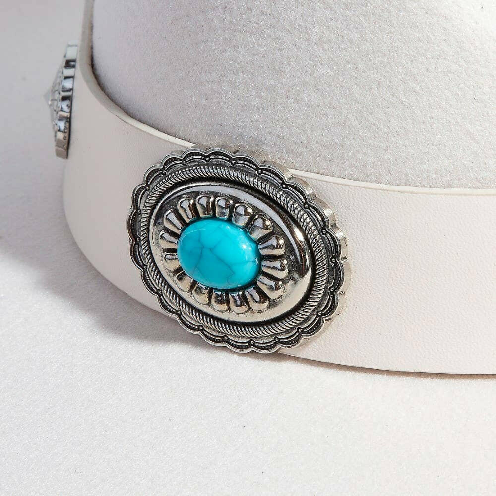 Boho Disc Strap Cowboy Hat-Hat-Krush Kandy, Women's Online Fashion Boutique Located in Phoenix, Arizona (Scottsdale Area)