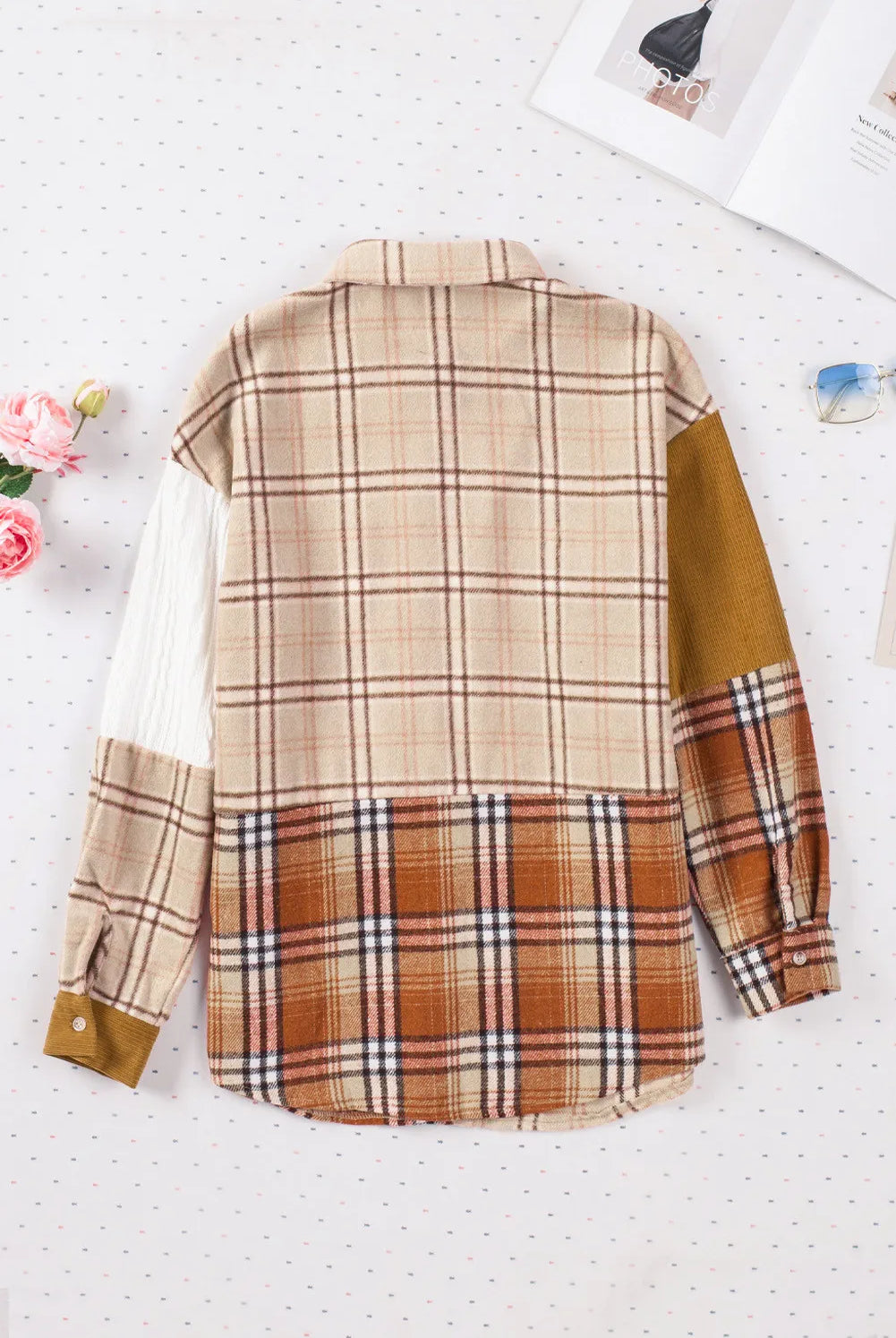Patchwork Plaid Button Down-Tops-Krush Kandy, Women's Online Fashion Boutique Located in Phoenix, Arizona (Scottsdale Area)