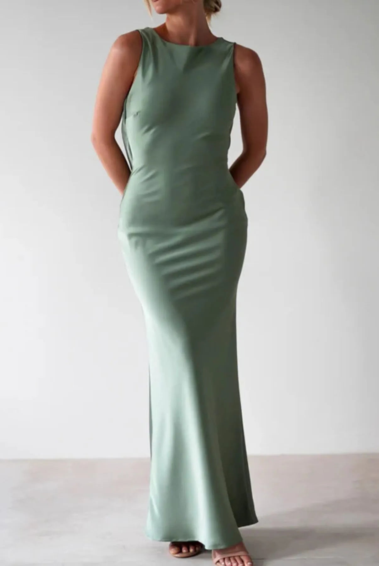 Satin Sleeveless Maxi Dress-Dresses-Krush Kandy, Women's Online Fashion Boutique Located in Phoenix, Arizona (Scottsdale Area)
