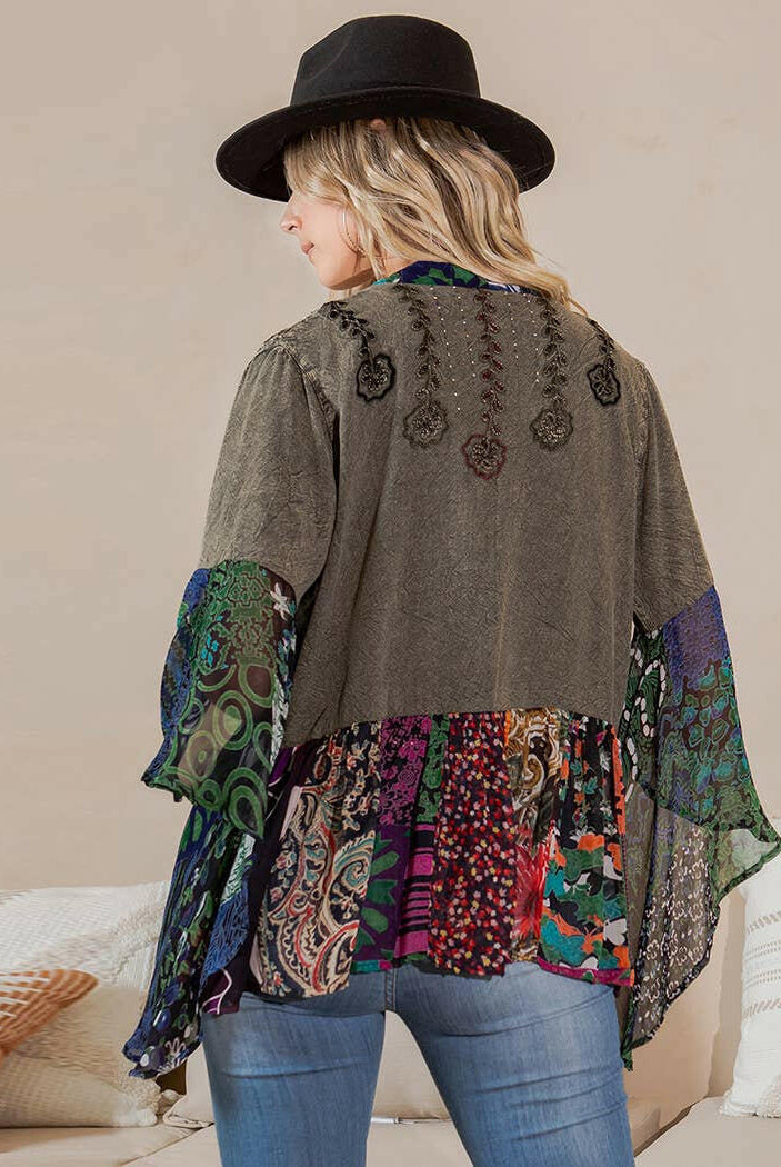 Boho Patchwork Kimono-kimono-Krush Kandy, Women's Online Fashion Boutique Located in Phoenix, Arizona (Scottsdale Area)