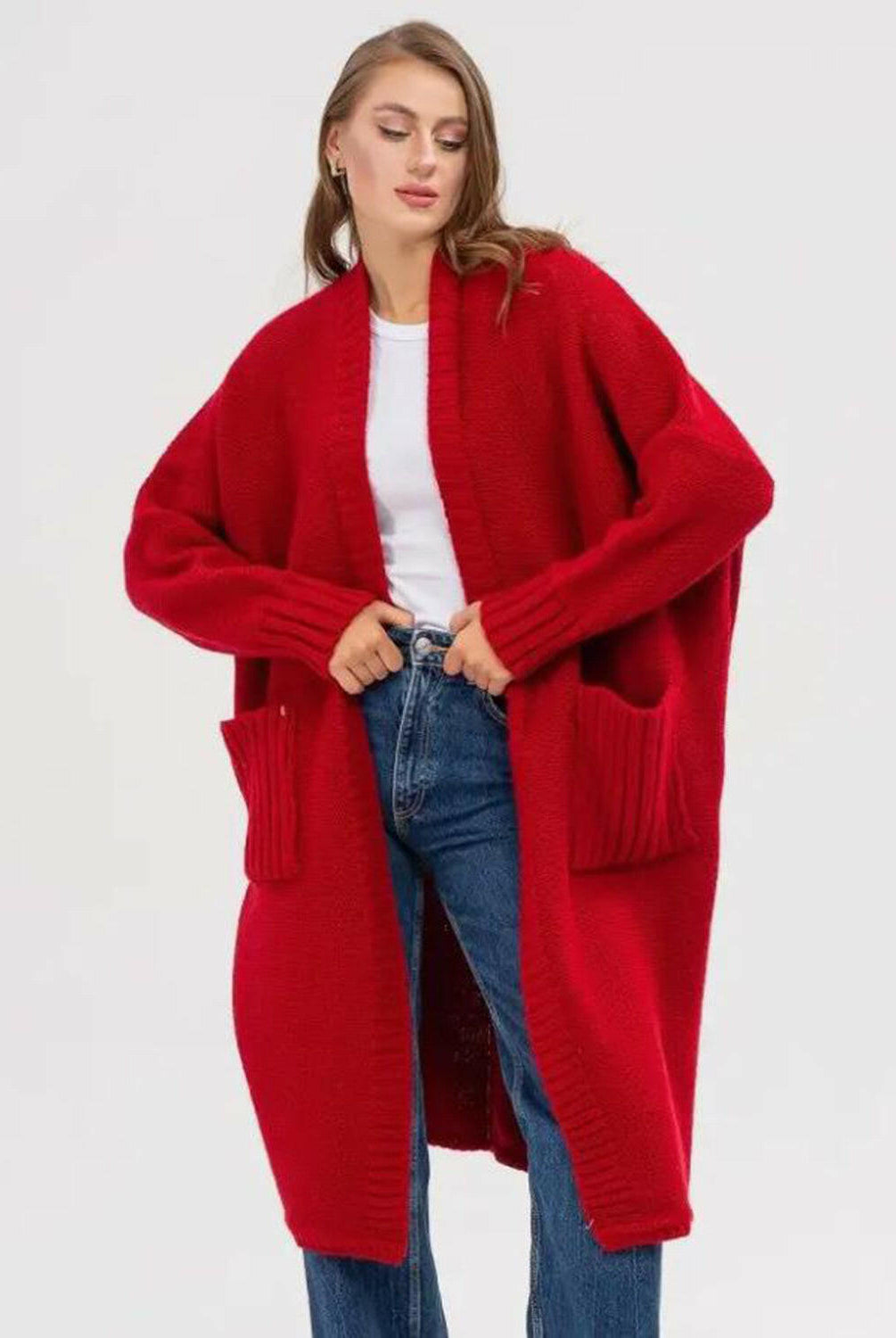 Pocketed Open Front Long Sleeve Longline Cardigan-Krush Kandy, Women's Online Fashion Boutique Located in Phoenix, Arizona (Scottsdale Area)