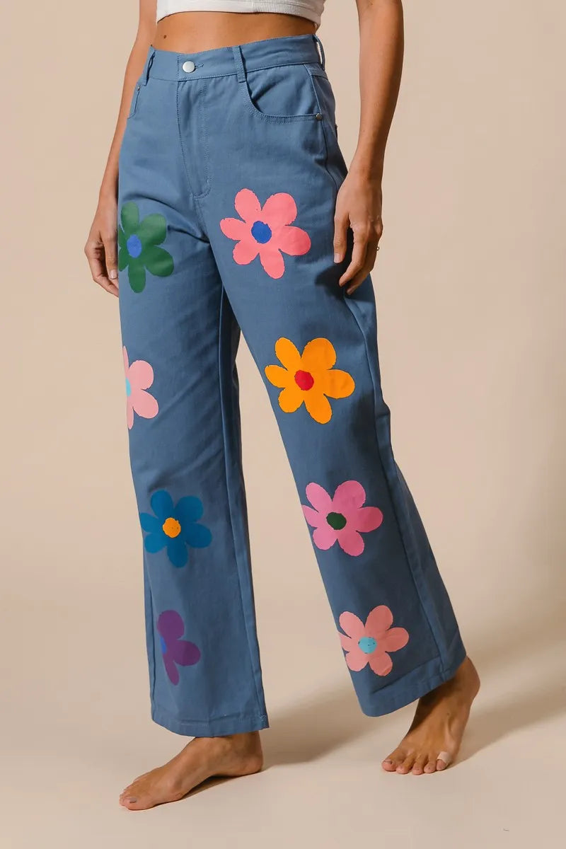 BiBi Floral Print Straight Leg Pants-PANTS-Krush Kandy, Women's Online Fashion Boutique Located in Phoenix, Arizona (Scottsdale Area)