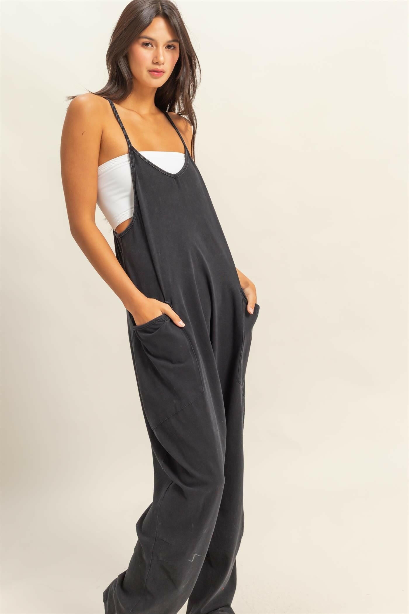 Relaxed Fit Mineral Washed Jumpsuit-Overalls-Krush Kandy, Women's Online Fashion Boutique Located in Phoenix, Arizona (Scottsdale Area)