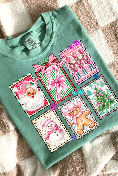 Christmas Stamps Tee-Graphic Tees-Krush Kandy, Women's Online Fashion Boutique Located in Phoenix, Arizona (Scottsdale Area)