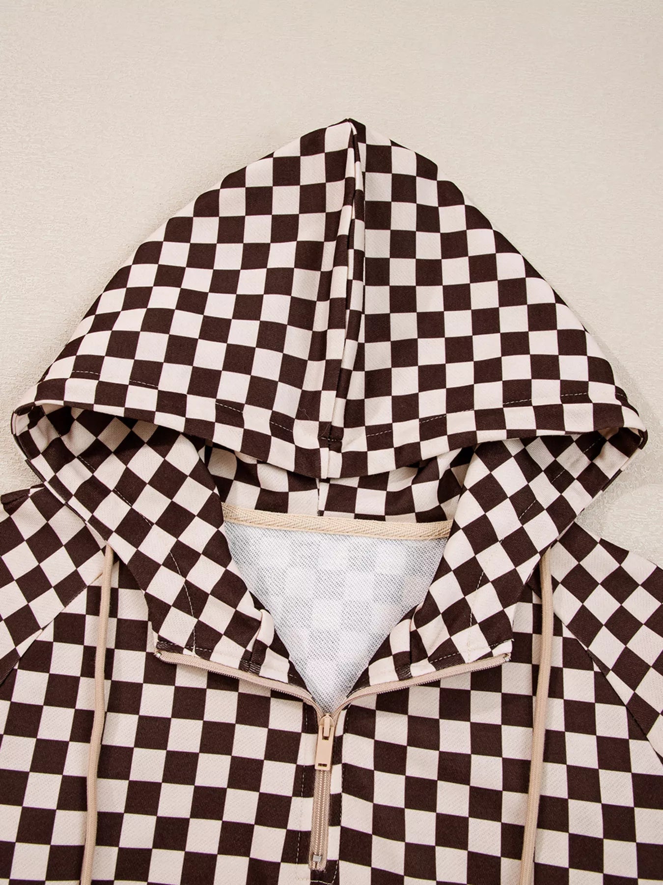Checkered Drawstring Hoodie and Pants Set-2 Piece Outfit Sets-Krush Kandy, Women's Online Fashion Boutique Located in Phoenix, Arizona (Scottsdale Area)