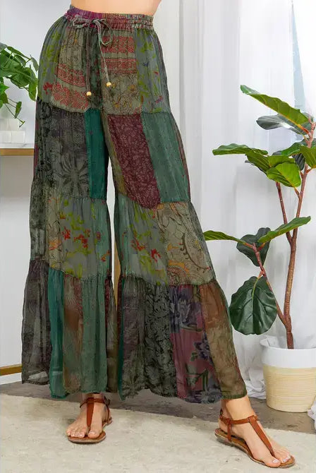 Boho Flared Patchwork Pants-Pants-Krush Kandy, Women's Online Fashion Boutique Located in Phoenix, Arizona (Scottsdale Area)