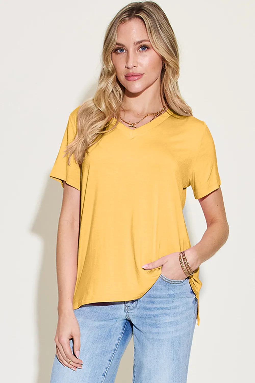 Basic Bae Essential V-Neck Bamboo Top-Tops-Krush Kandy, Women's Online Fashion Boutique Located in Phoenix, Arizona (Scottsdale Area)