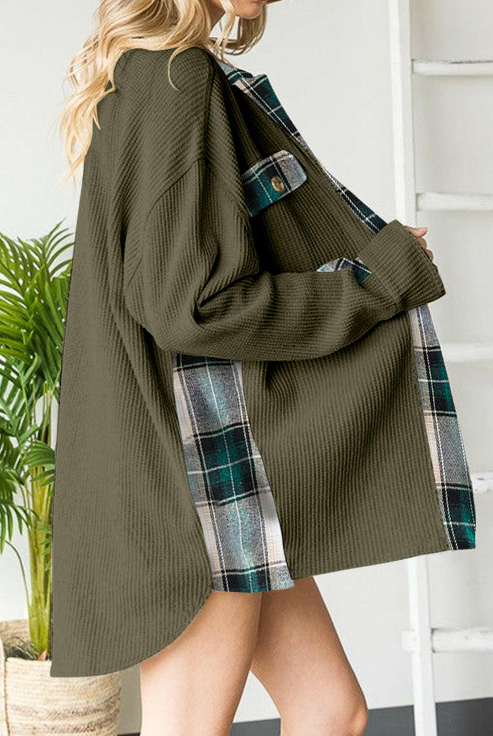 Plaid Button Down Collared Jacket-Krush Kandy, Women's Online Fashion Boutique Located in Phoenix, Arizona (Scottsdale Area)