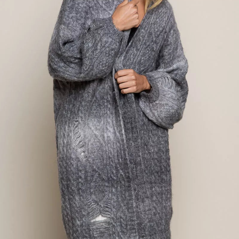 POL Distressed Cable-Knit Ombre Dying Cardigan-Cardigan-Krush Kandy, Women's Online Fashion Boutique Located in Phoenix, Arizona (Scottsdale Area)