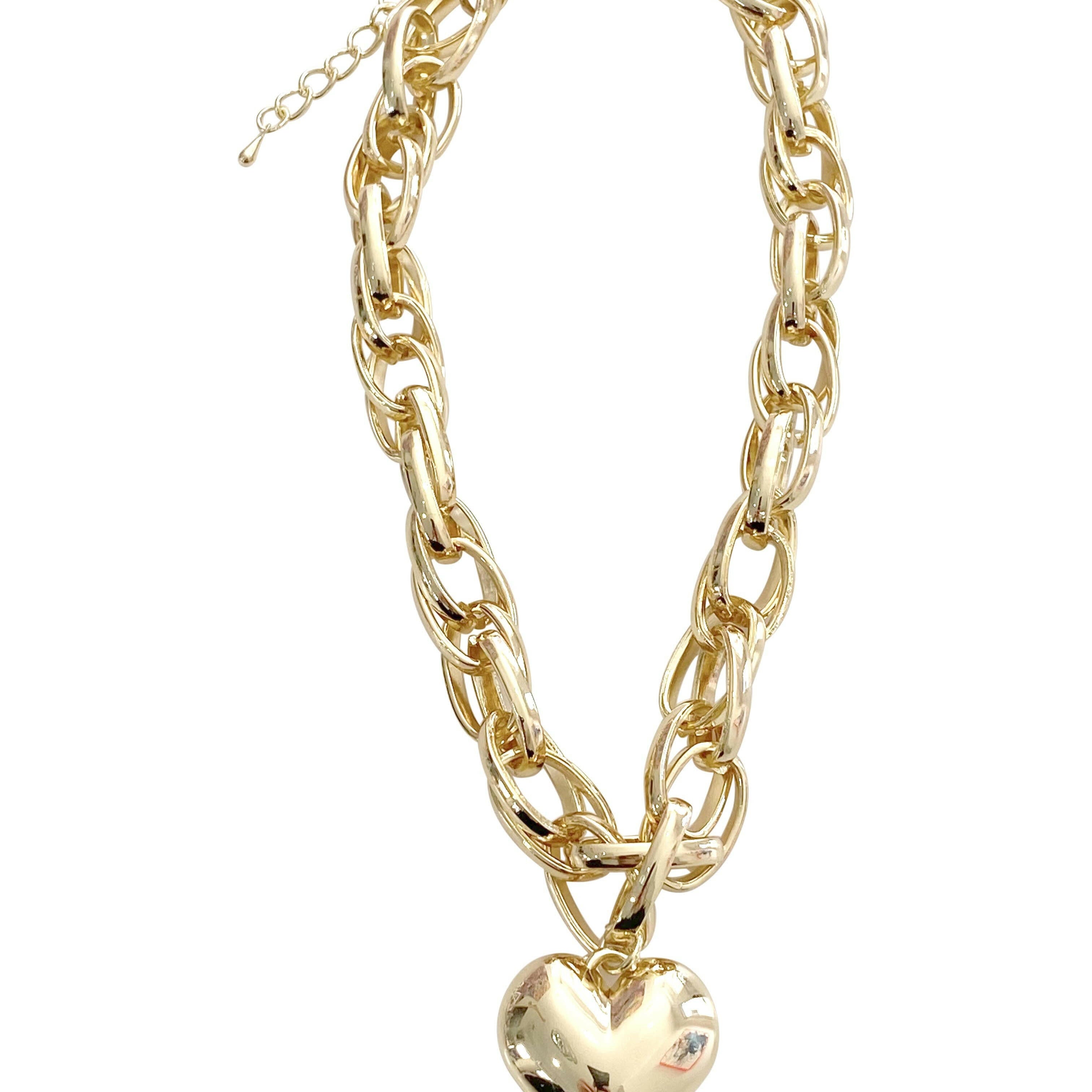 Alyssa Heart Chain Necklace-Necklaces-Krush Kandy, Women's Online Fashion Boutique Located in Phoenix, Arizona (Scottsdale Area)