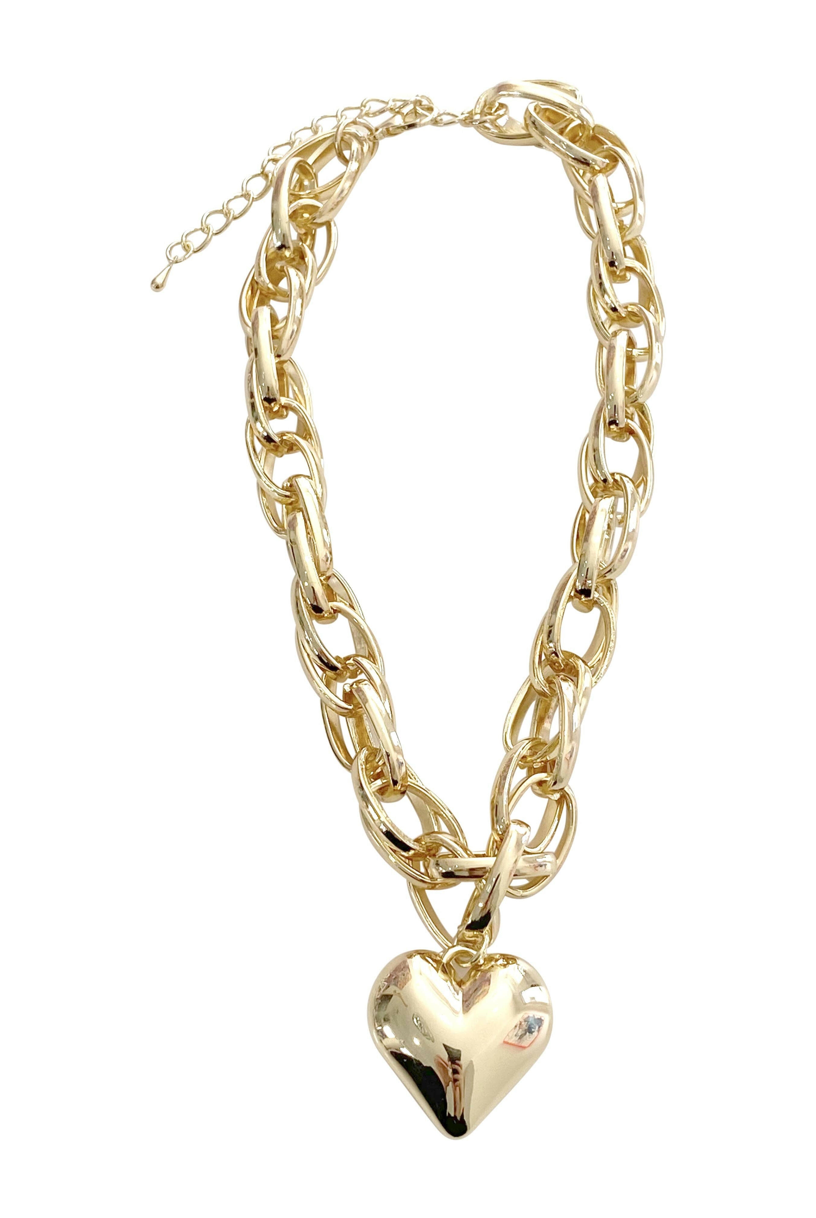Alyssa Heart Chain Necklace-Necklaces-Krush Kandy, Women's Online Fashion Boutique Located in Phoenix, Arizona (Scottsdale Area)