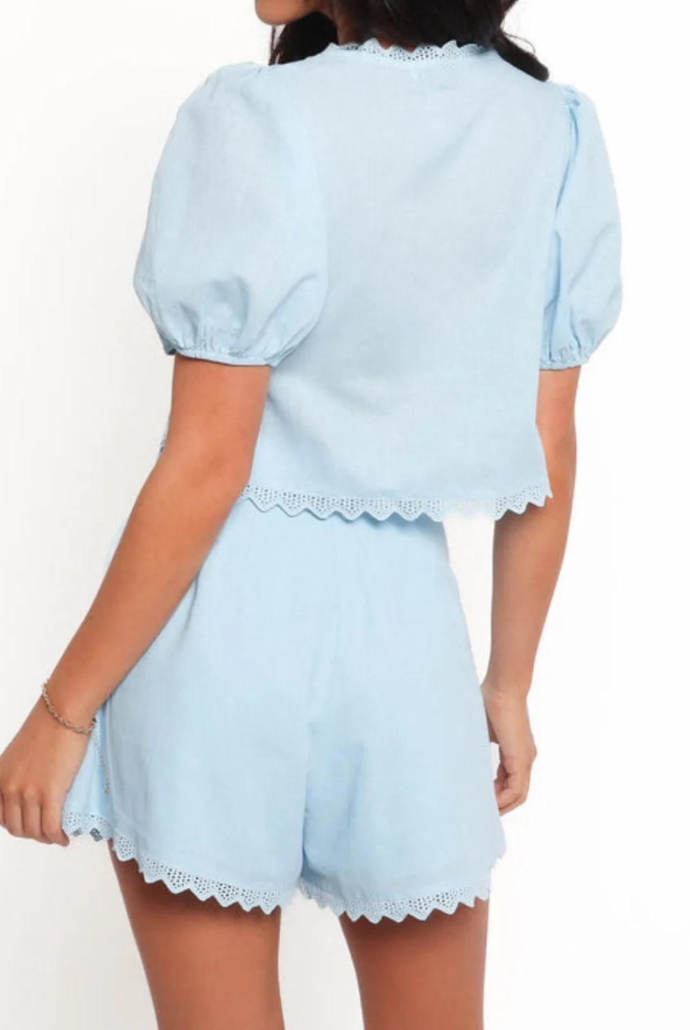 Lace Detail V-Neck Top and Shorts Set-2 Piece Outfit Sets-Krush Kandy, Women's Online Fashion Boutique Located in Phoenix, Arizona (Scottsdale Area)