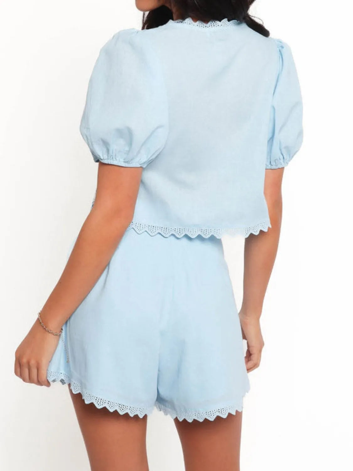 Lace Detail V-Neck Top and Shorts Set-2 Piece Outfit Sets-Krush Kandy, Women's Online Fashion Boutique Located in Phoenix, Arizona (Scottsdale Area)