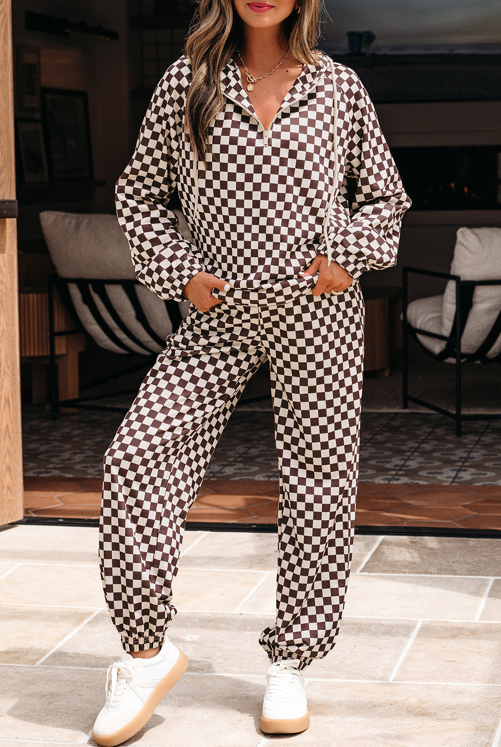 Checkered Lounge Set-Loungewear-Krush Kandy, Women's Online Fashion Boutique Located in Phoenix, Arizona (Scottsdale Area)