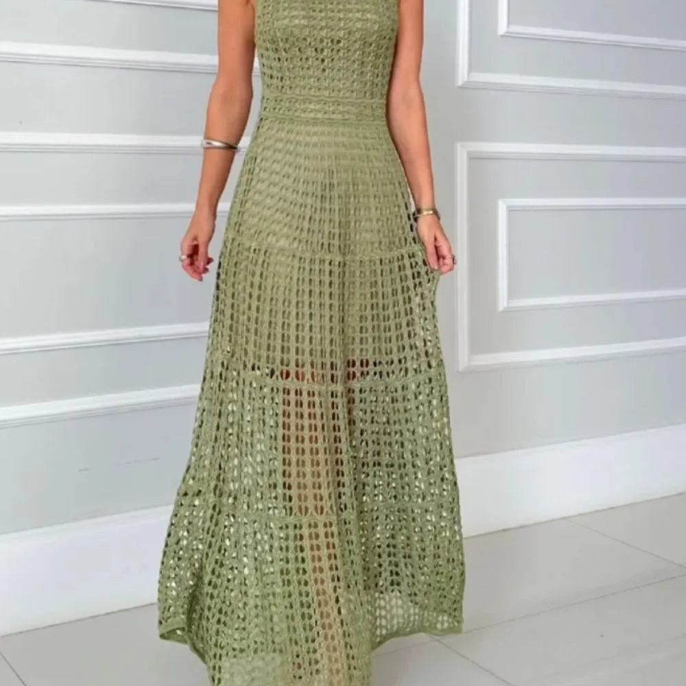 Hollowed-Out Sleeveless Maxi Dress-Dresses-Krush Kandy, Women's Online Fashion Boutique Located in Phoenix, Arizona (Scottsdale Area)