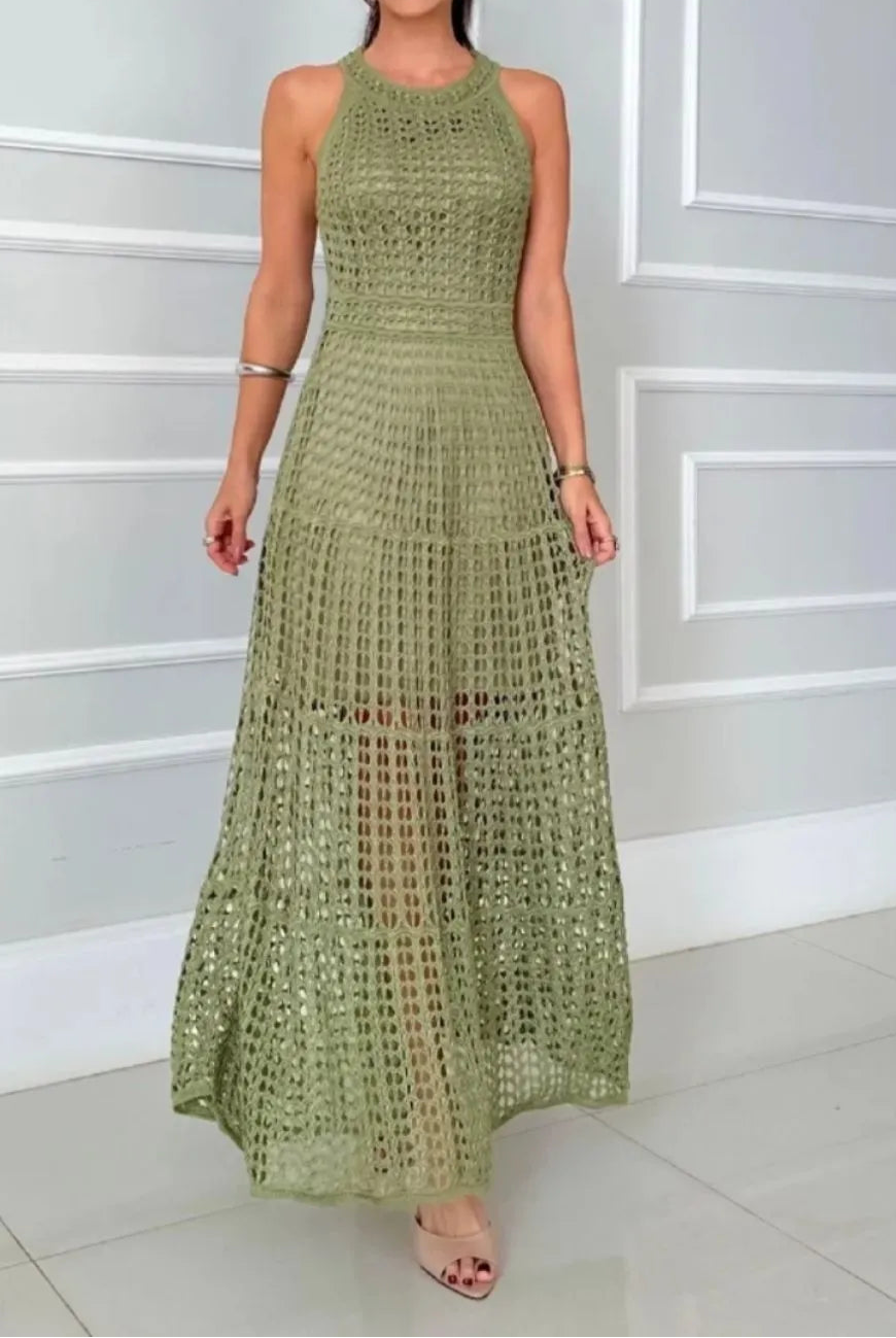 Hollowed-Out Sleeveless Maxi Dress-Dresses-Krush Kandy, Women's Online Fashion Boutique Located in Phoenix, Arizona (Scottsdale Area)