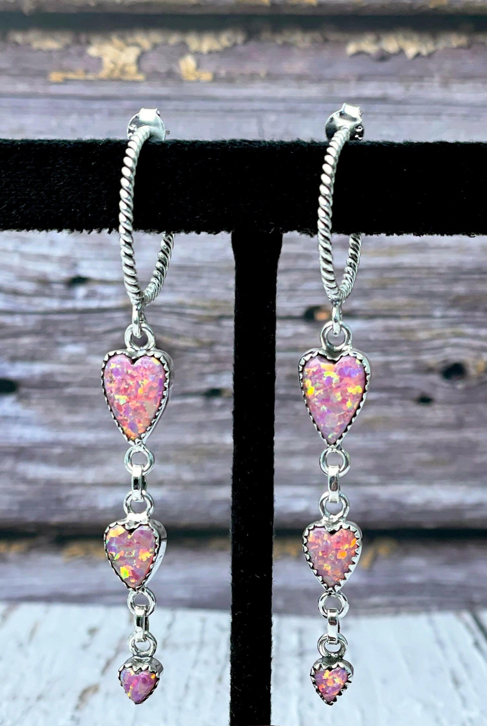 Heart Trail Stone Earrings-Earrings-Krush Kandy, Women's Online Fashion Boutique Located in Phoenix, Arizona (Scottsdale Area)