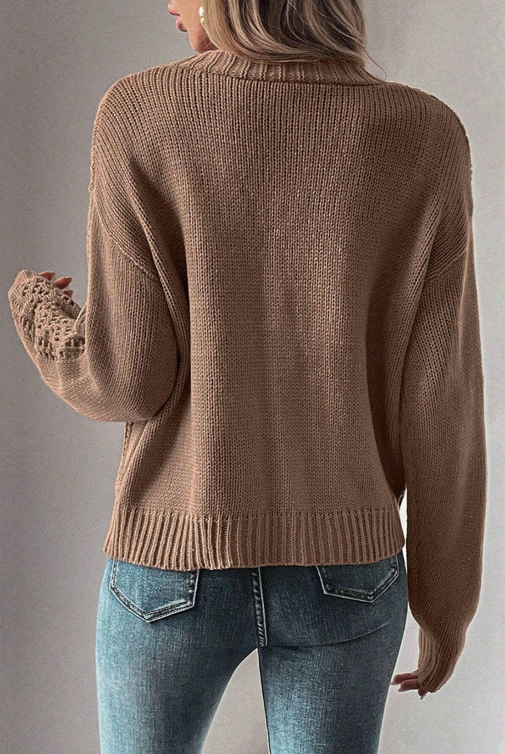 Openwork Button Up Long Sleeve Cardigan-Sweaters-Krush Kandy, Women's Online Fashion Boutique Located in Phoenix, Arizona (Scottsdale Area)
