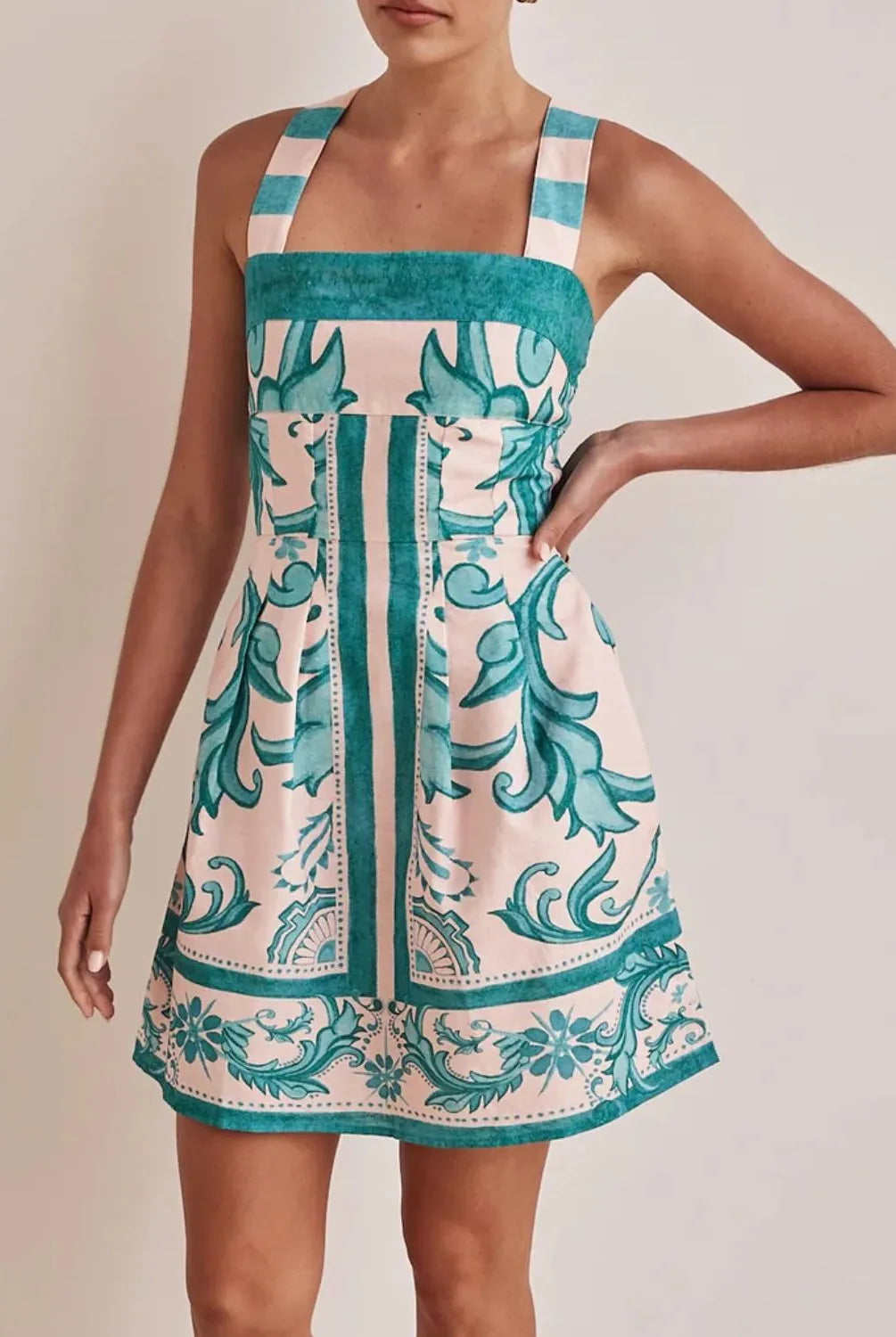 Printed Square Neck Midi Dress-Dresses-Krush Kandy, Women's Online Fashion Boutique Located in Phoenix, Arizona (Scottsdale Area)