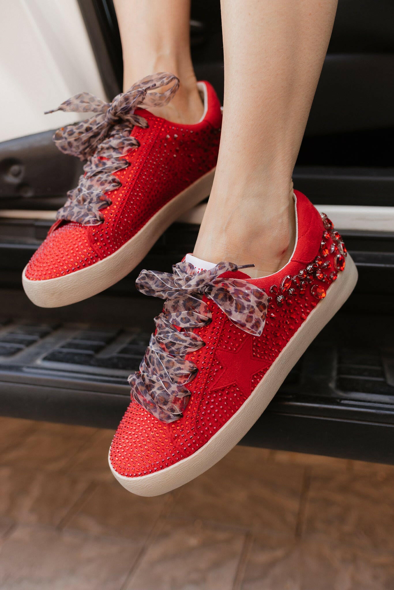 Red Glam Rhinestone Star Sneaker-Sneakers-Krush Kandy, Women's Online Fashion Boutique Located in Phoenix, Arizona (Scottsdale Area)