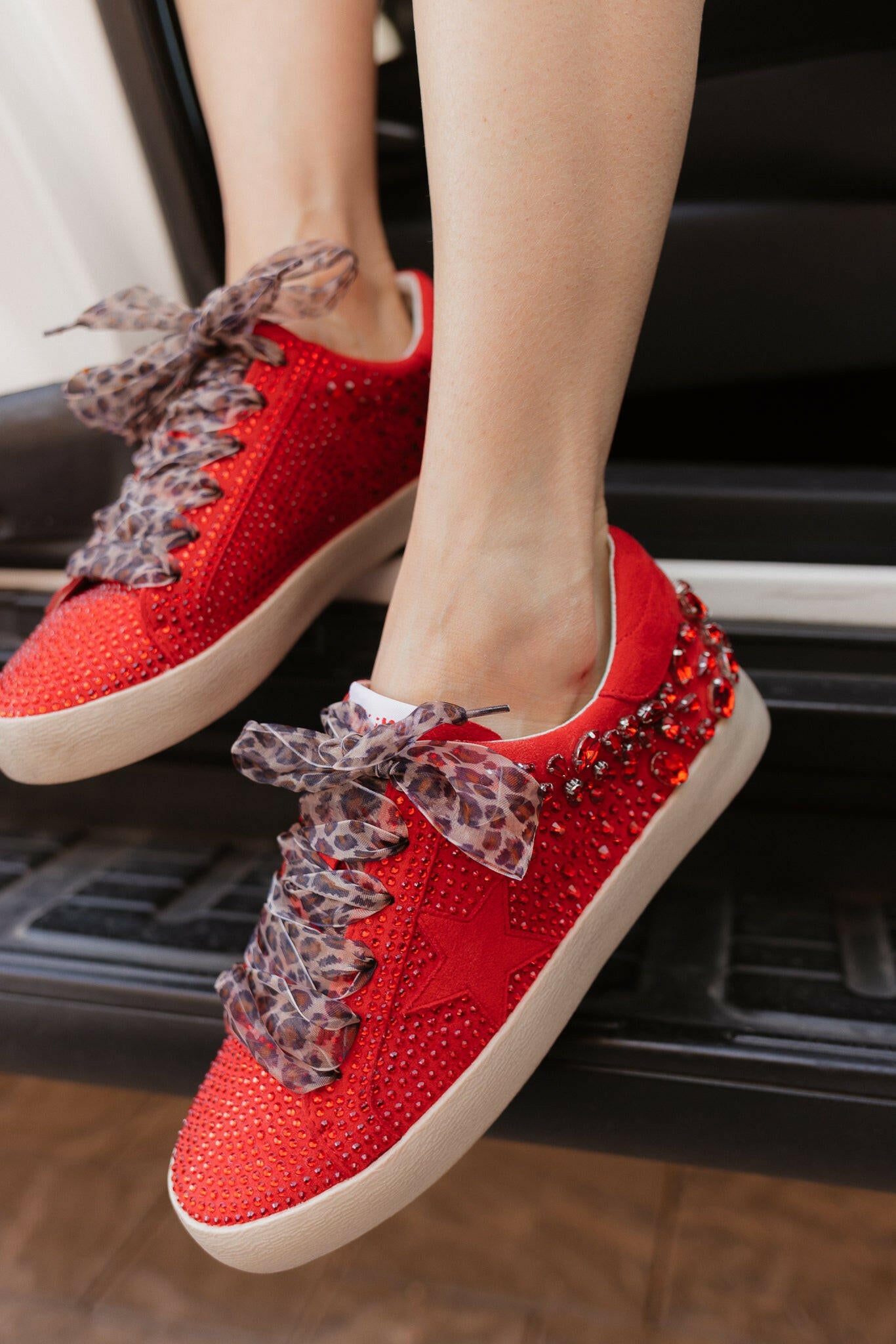 Red Glam Rhinestone Star Sneaker-Sneakers-Krush Kandy, Women's Online Fashion Boutique Located in Phoenix, Arizona (Scottsdale Area)